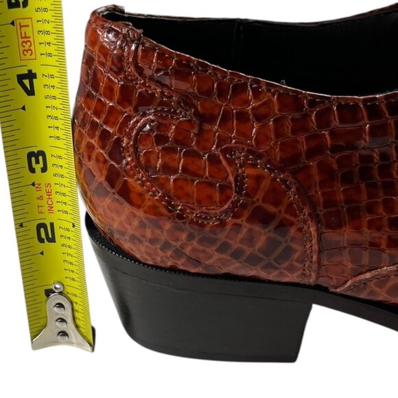 Dingo Embossed Leather Upper Ankle Boots Reptile Print Western Cowgirl Size 7.5 - Picture 15 of 15